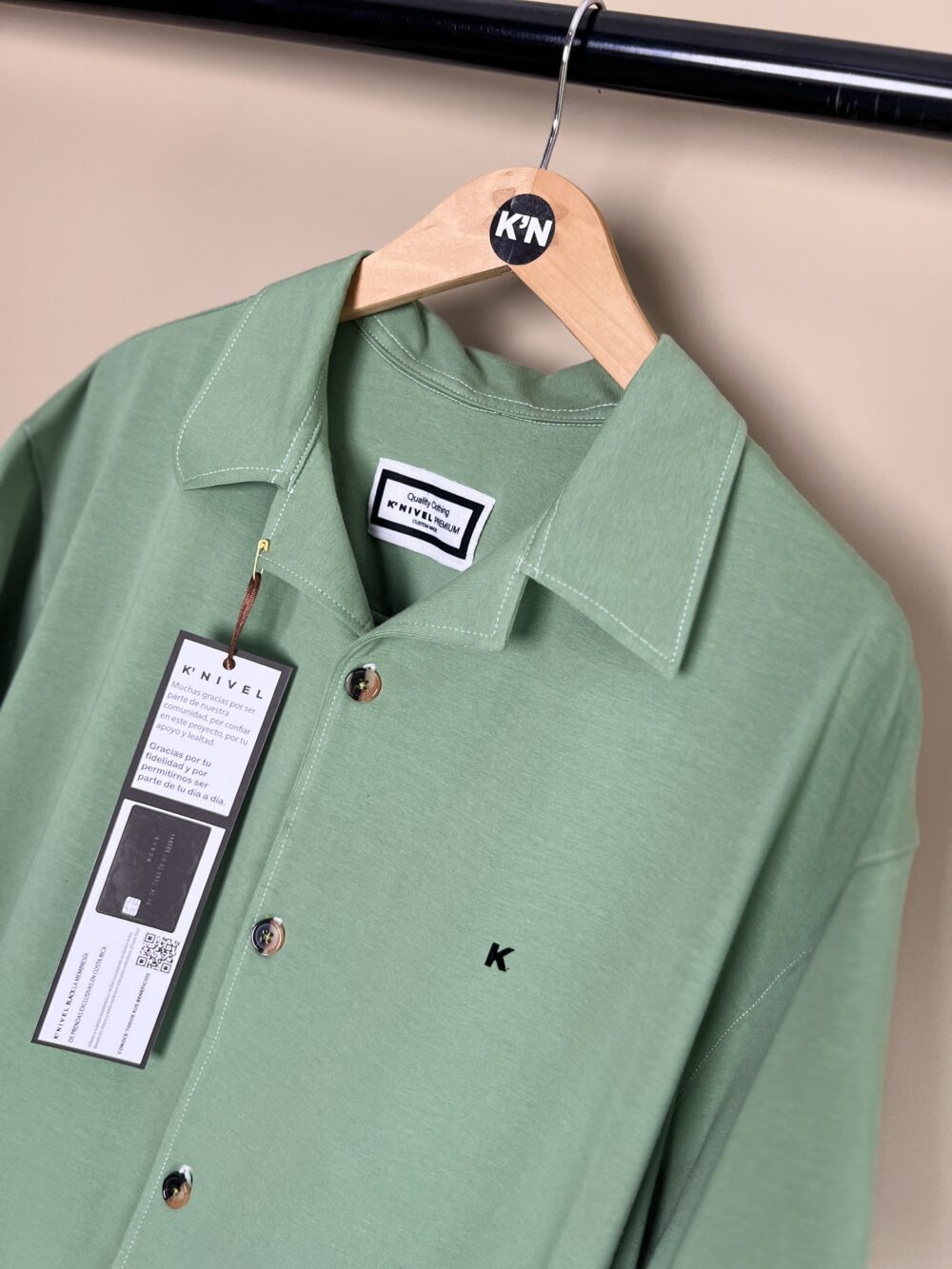 Camisa de algodón verde musgo - Imagen 4